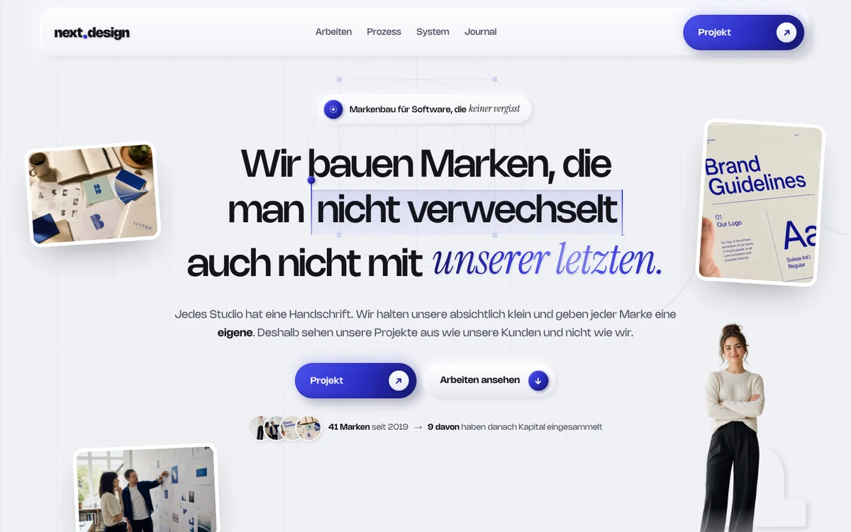 next.design, Startseite