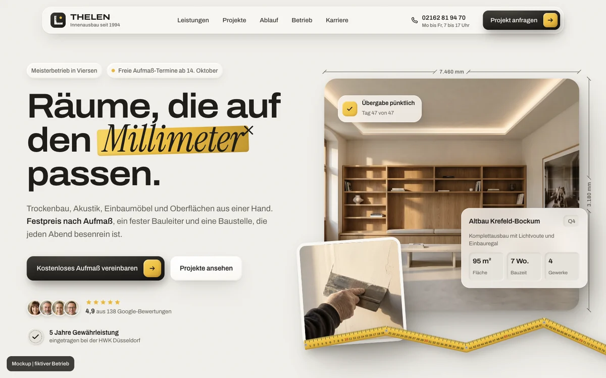 Thelen Innenausbau, Website