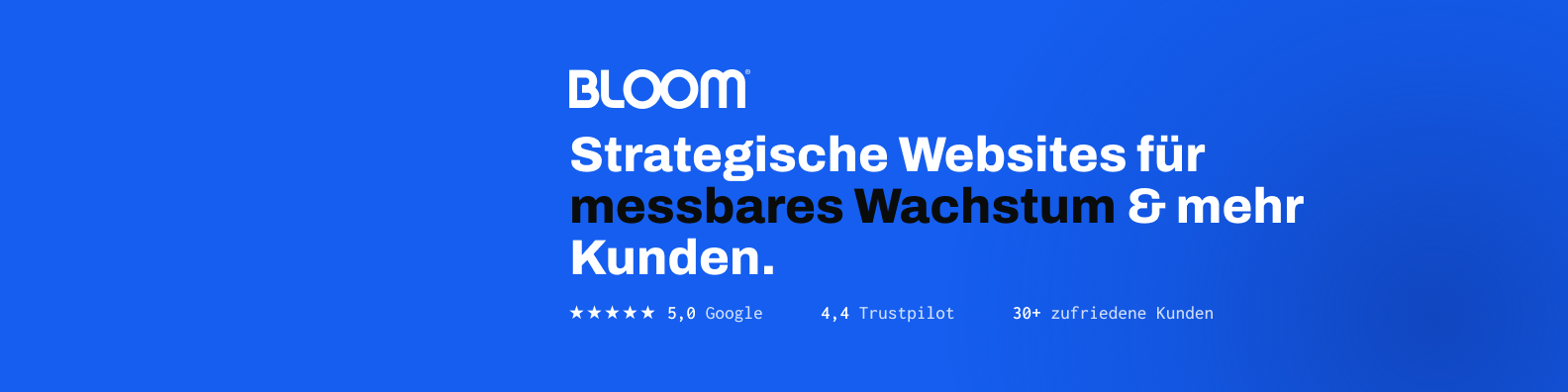 Bloom Web Agency: LinkedIn-Banner, blaue Farbvariante